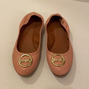 Pink Leather Coach ballet flats